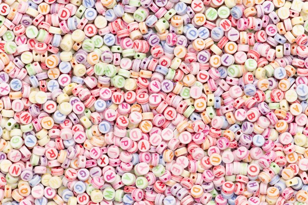Pastel English letter alphabet beads