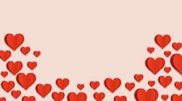 Free photo pastel pink background with red hearts and blank space for text