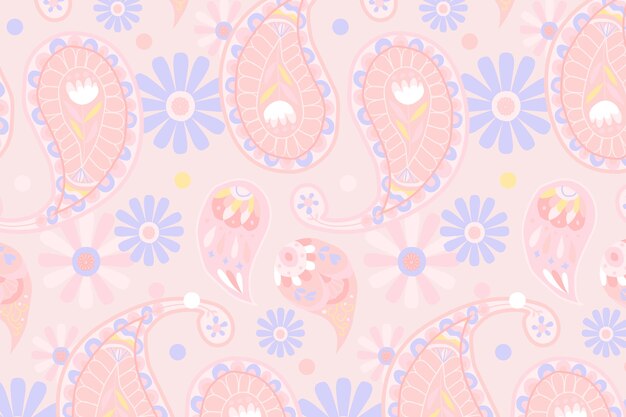 Free Photo pastel pink indian paisley pattern background illustration