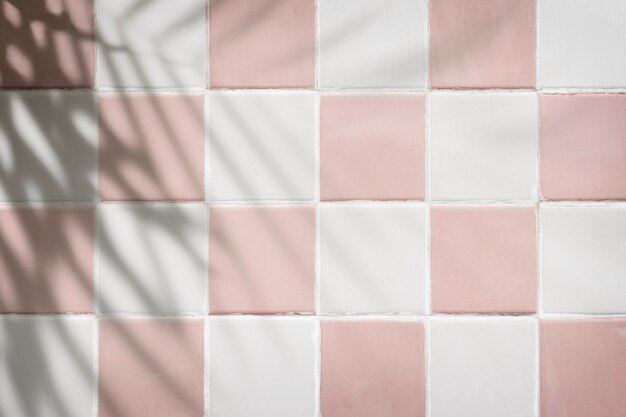 Pastel pink and white tiles textured background