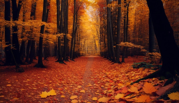 Free Stock Photos: A Path in a Forest with Leaves on It