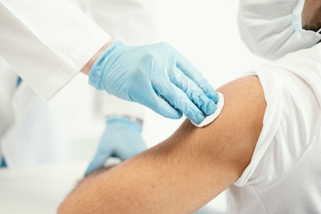 Patient being vaccinated in a clinic