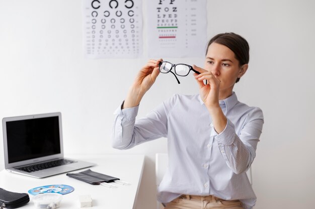 Patient choosing glasses