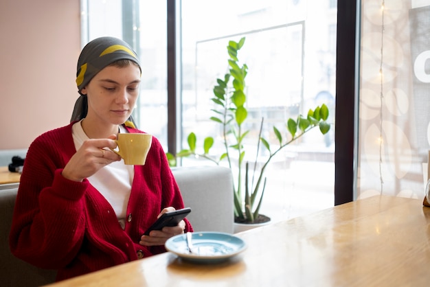 Patient enjoying free time after chemotherapy treatment