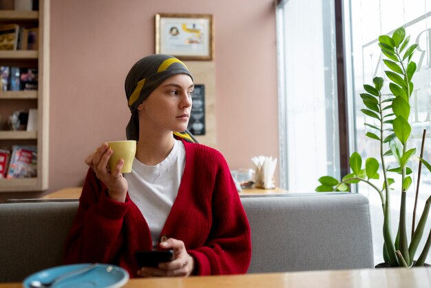 Patient enjoying free time after chemotherapy treatment