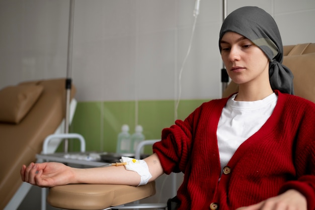 Patient getting chemotherapy treatment