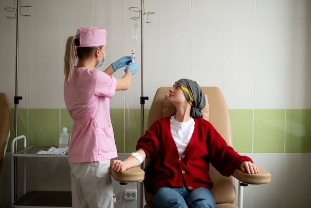 Patient getting chemotherapy treatment