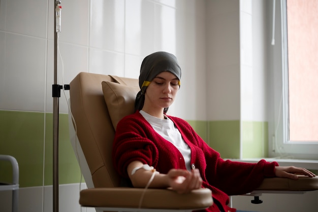 Free photo patient getting chemotherapy treatment