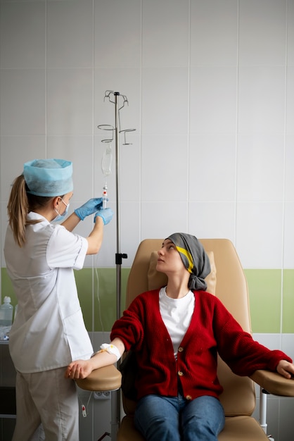 Patient getting chemotherapy treatment