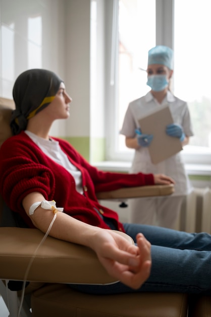 Patient getting chemotherapy treatment