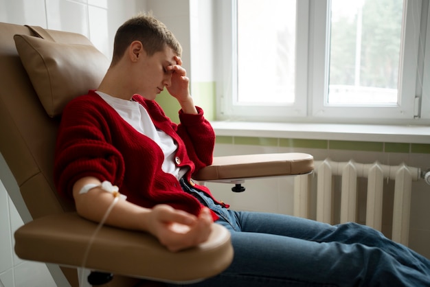 Free photo patient getting chemotherapy treatment