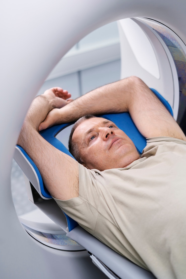 Free Photo patient getting ready for ct scan