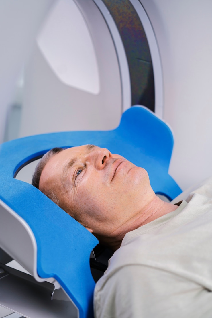 Free Photo patient getting ready for ct scan