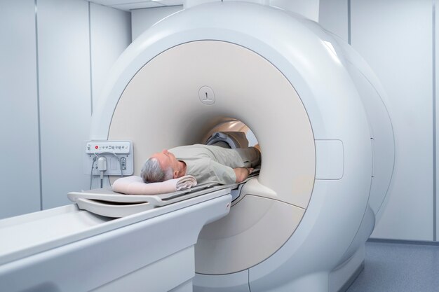 Patient getting ready for ct scan