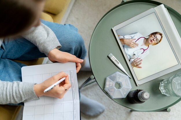 Patient having teleconsultation with doctor