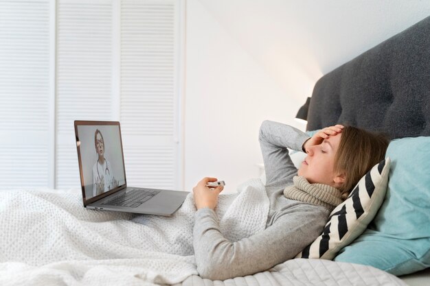 Patient having teleconsultation with doctor