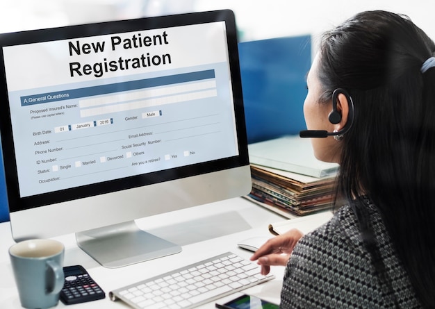 Free photo patient information form analysis record medical concept