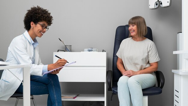 Patient in ophthalmologist's office