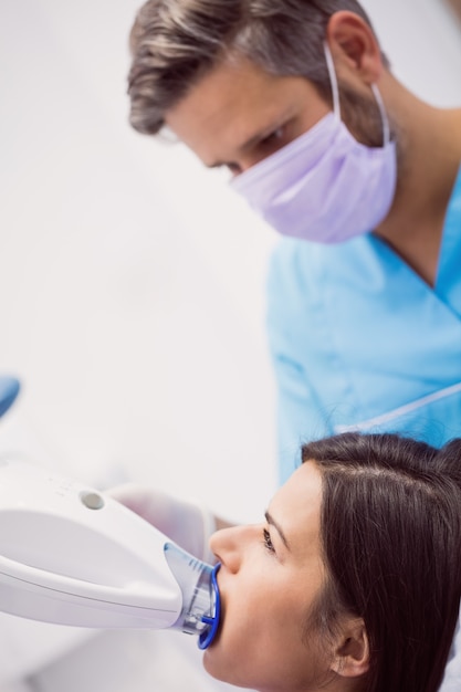 Patient receiving a dental treatment