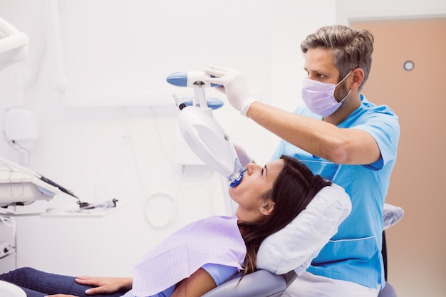 Patient receiving a dental treatment