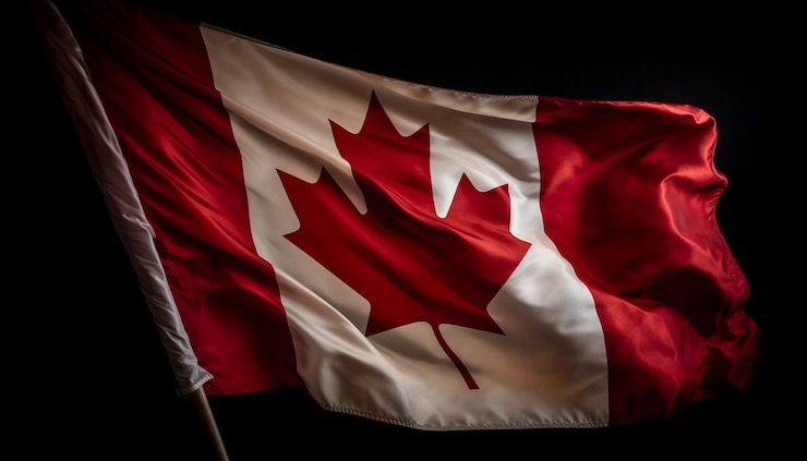 Free Photo patriotic canadian flag waving in the wind generated by ai