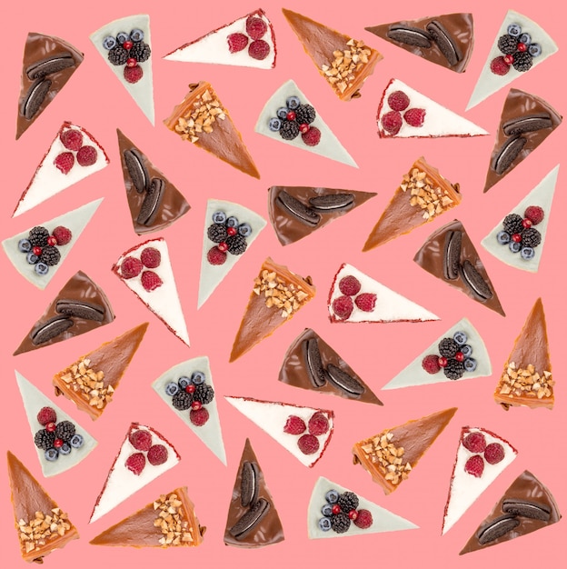 Free photo pattern of different pies isolated over pink