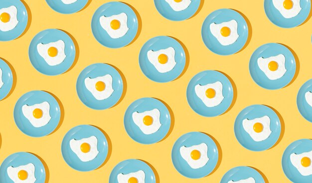 Pattern elements made with fried egg dishes