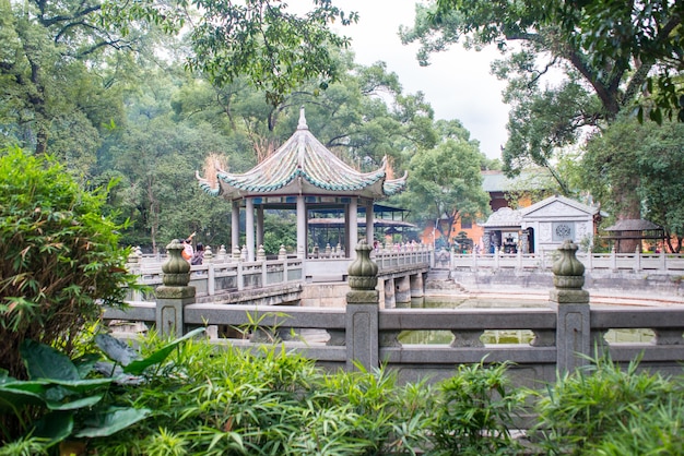 Pavilion with a bridge and fences