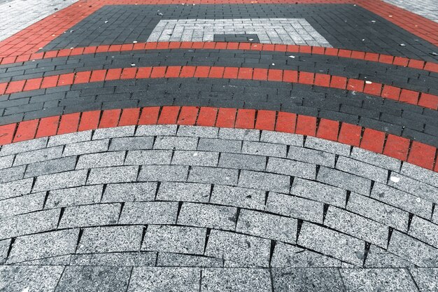 敷石パターン レンガ舗装歩道 岩石スラブ 通りの舗装床ブロックシームレスパターンセット プレミアムベクター