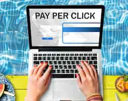 Free photo pay per click login website payment graphic concept