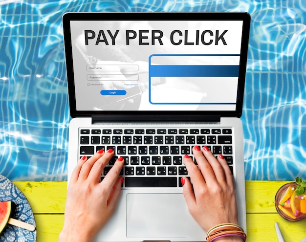 Pay per click login website payment graphic concept
