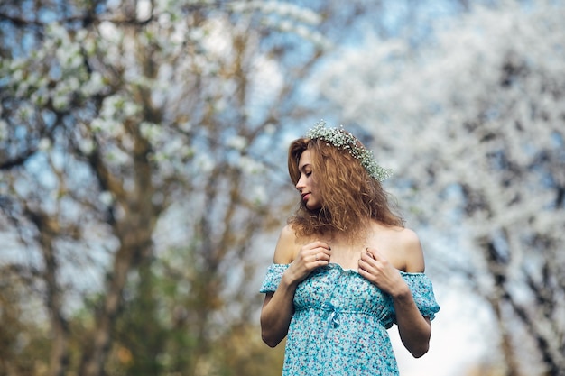 Peaceful teenager looking down