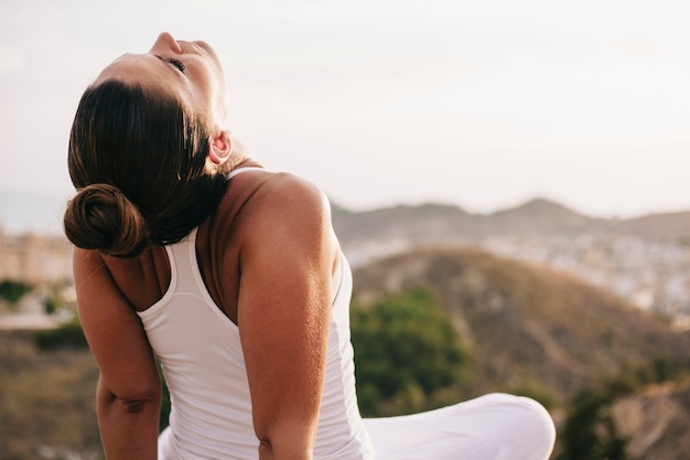 Peaceful woman outdoors