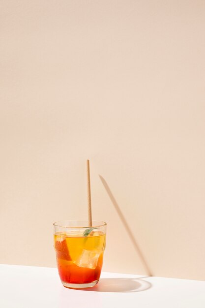 Peach fresh drink with straw