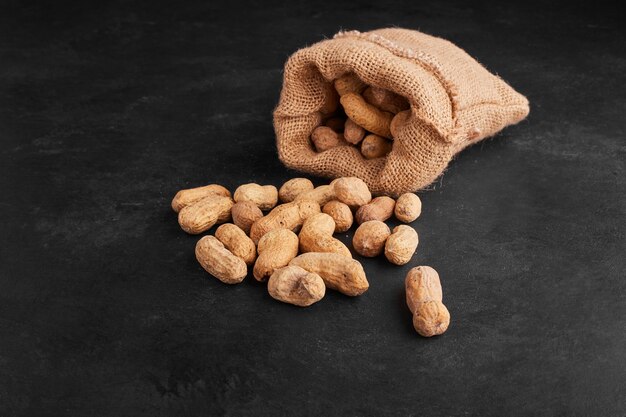 Peanut shells out of a rustic parcel.