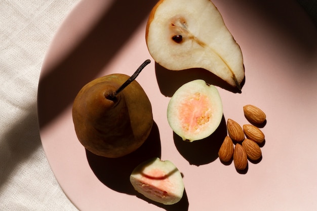 Pear guava fruits with almonds