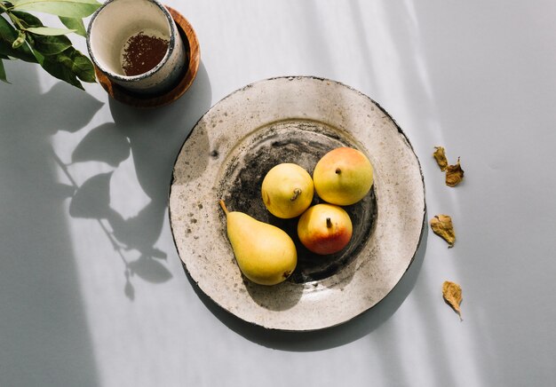 Pears and small pot