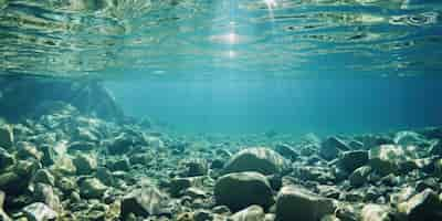 Free photo a pebble tapestry beneath the water each stone telling a story