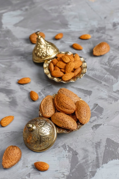 Peeled organic almond nuts.