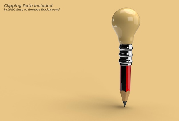 Free photo pencil bulb creative idea pen tool created clipping path included in jpeg easy to composite.