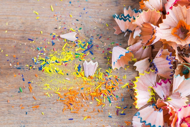 Free photo pencil shavings on red sharpener