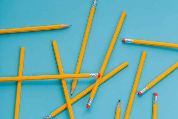 Free photo pencils on blue background