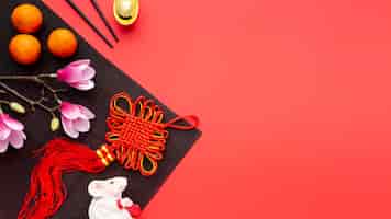 Free photo pendant and magnolia chinese new year