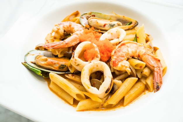 Penne seafood tom yum pasta