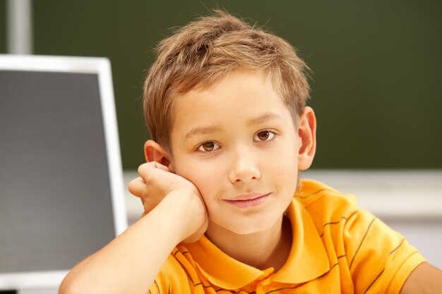 Pensive schoolboy