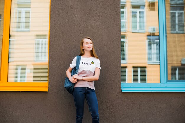 Free photo pensive student with backpack