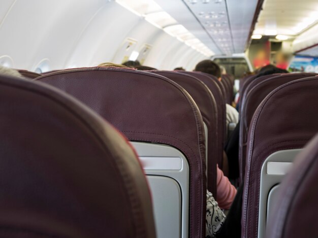 People in air plane ready to leave