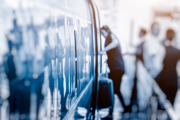 People boarding train