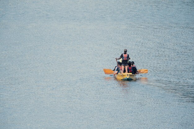 People in a boat in the sea