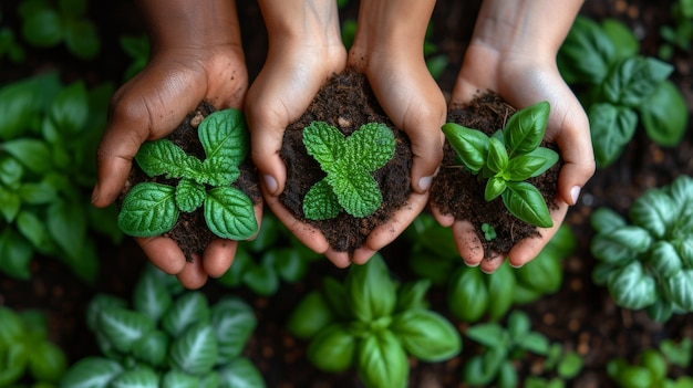 Foto gratuita persone che si prendono cura e proteggono la madre terra per la giornata della terra